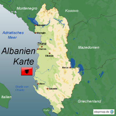 Die geographische Lage der Republik Albanien